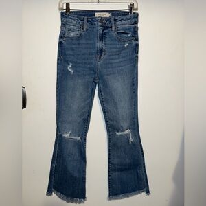 Hidden Los Angeles Ripped Flare Blue Jeans